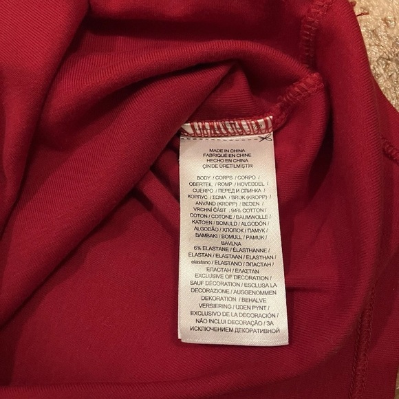 Lauren Ralph Lauren Red Ruffle Shoulder Top Petite Small 3/4 Sleeve - Picture 4 of 7